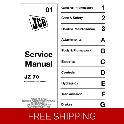 JCB JZ70 TRACKED EXCAVATOR WORKSHOP REPAIR MANUAL